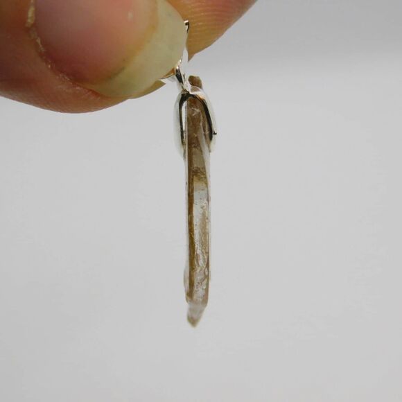 Gold Flecked Epoxy Resin Silver Mica Chip Pendant 18 in Sterling Silver Chain - Picture 8 of 10